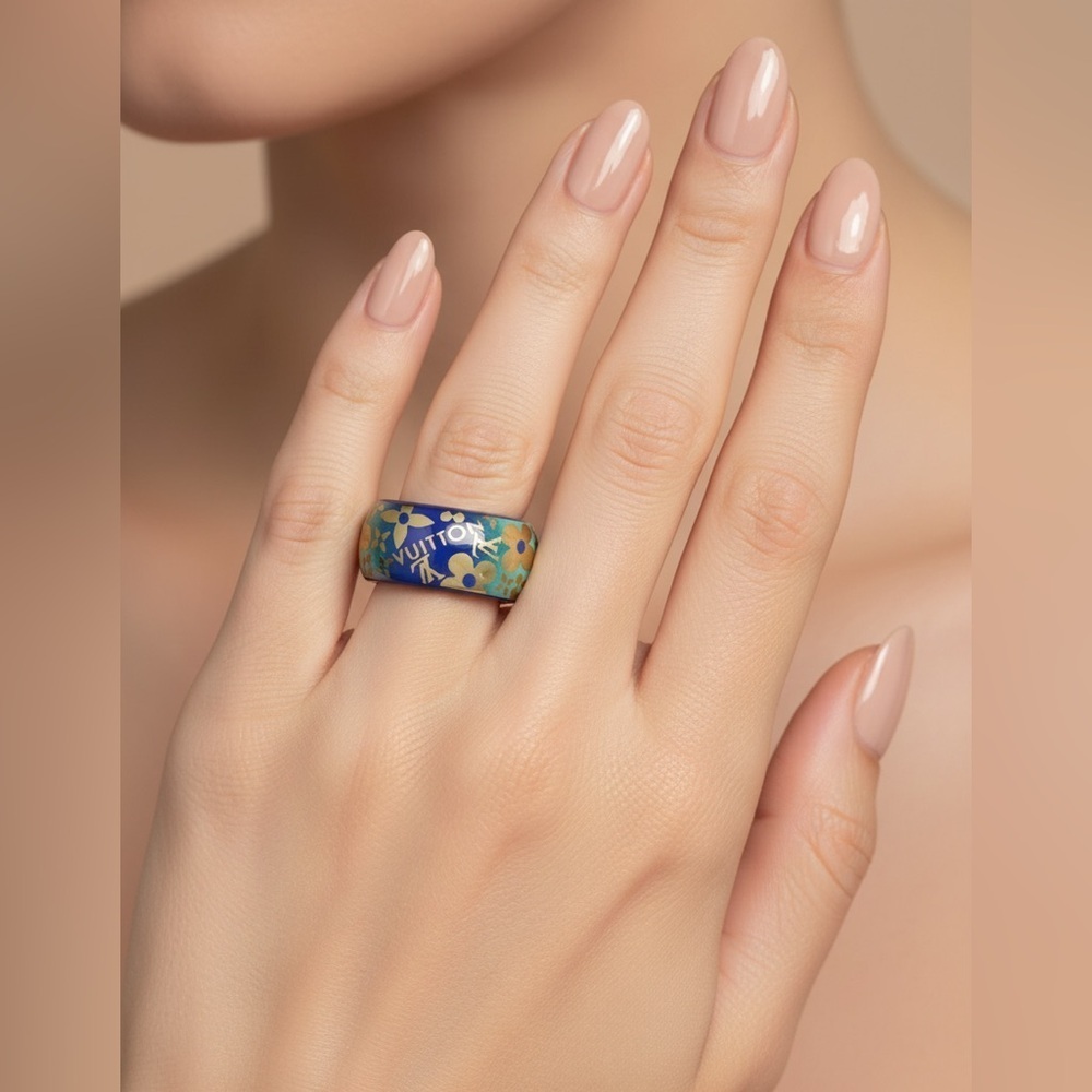 Louis Vuitton Bleu Tropical Resin Monogram Cocktail Ring